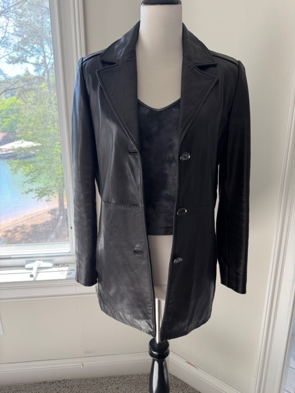 Vintage Marc New York Black Leather Blazer Jacket, Small, VGUC